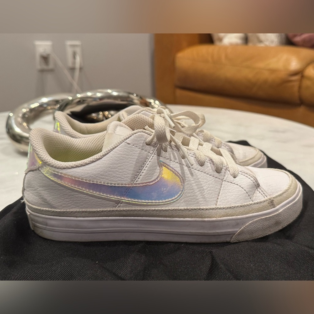 Nike Women's White Sneakers with Iridescent Detail
